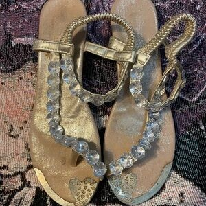 Elegant Gold Sandals with Crystal Accents